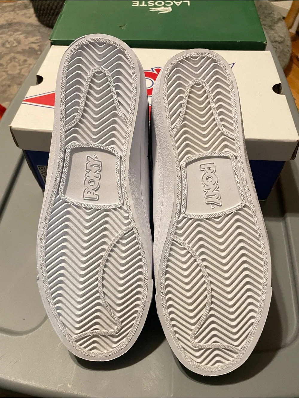 PONY Men’s White Sneakers with Navy Side Stripe